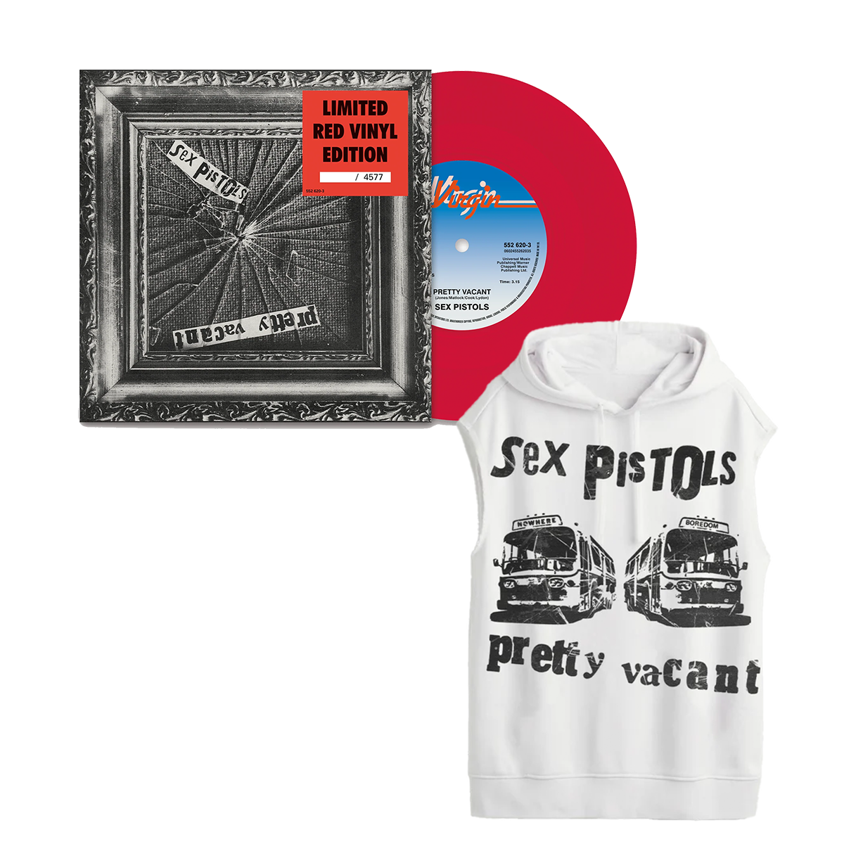 Pretty Vacant: Red Vinyl 7" Single + Pretty Vacant Sleeveless Hoodie